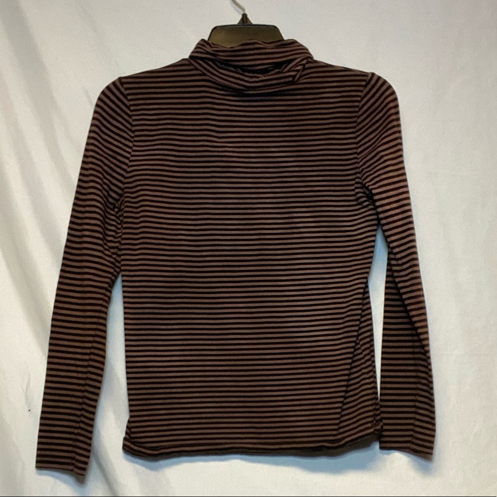 Black and brown stripped turtle neck long sleeve